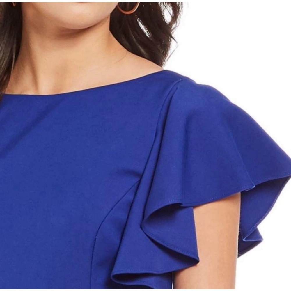 Antonio Melani Dress Ruffle Sleeve Blue Midi size 8 - Picture 3 of 9